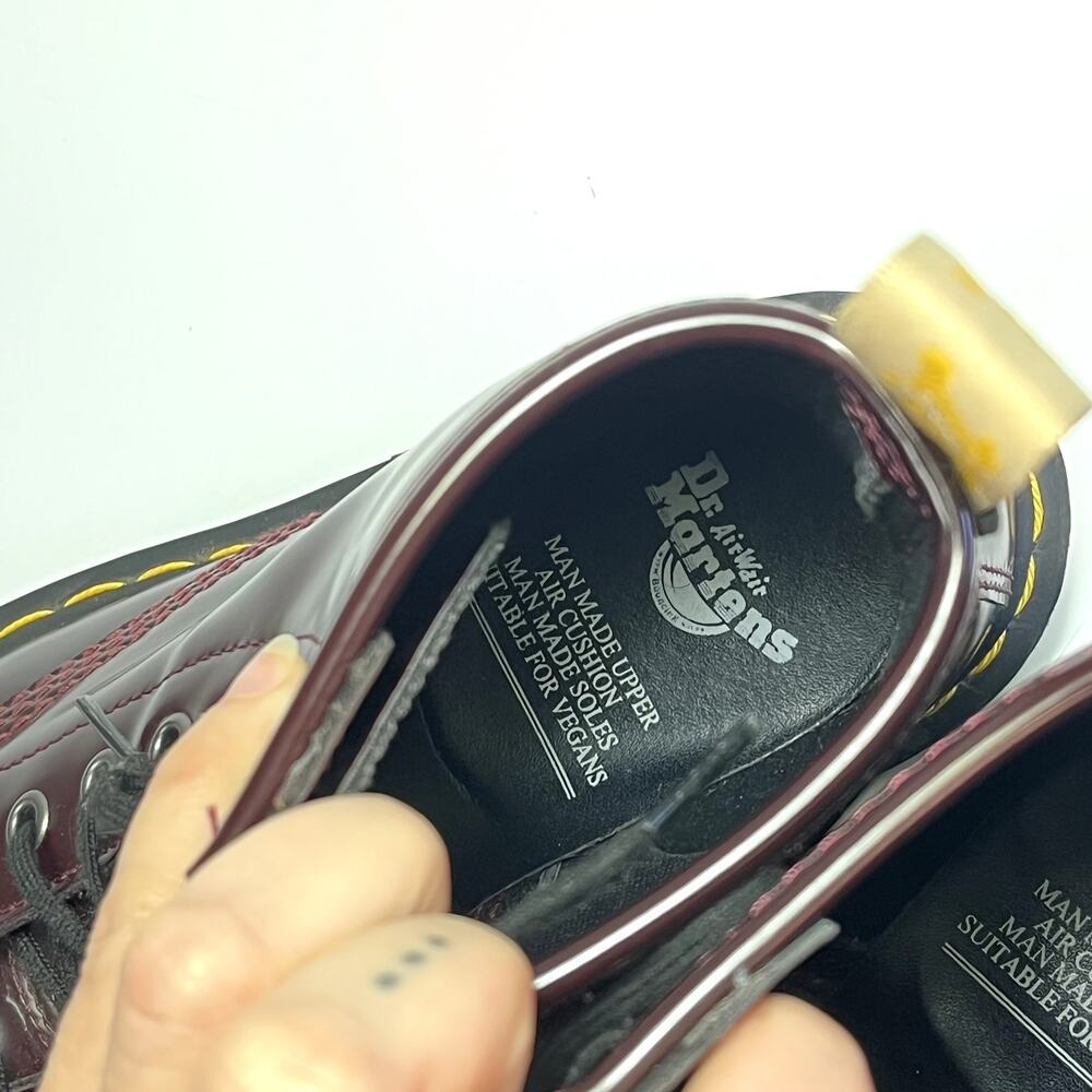 Dr. Martens Size 8 1460 Cherry Red Lace Up Combat Boots Vegan Patent Leather - Picture 10 of 14